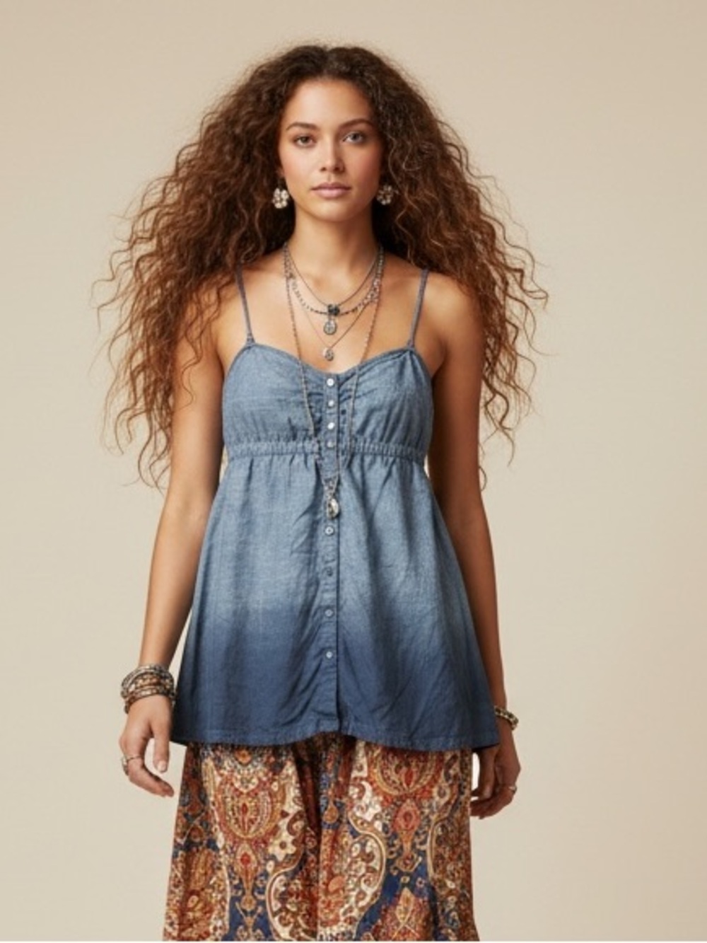 Silver Jeans Blue Chambray Milkmaid Cami Top - Size L